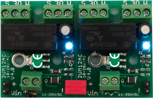 Miniatur-Relaisplatine "2UM12AC-J-EN", V4.0, anreihbar