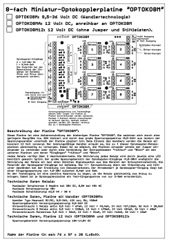 Miniatur 8-fach Optokoppler-Relaisplatine, 12Volt "OPTOKO8M12"