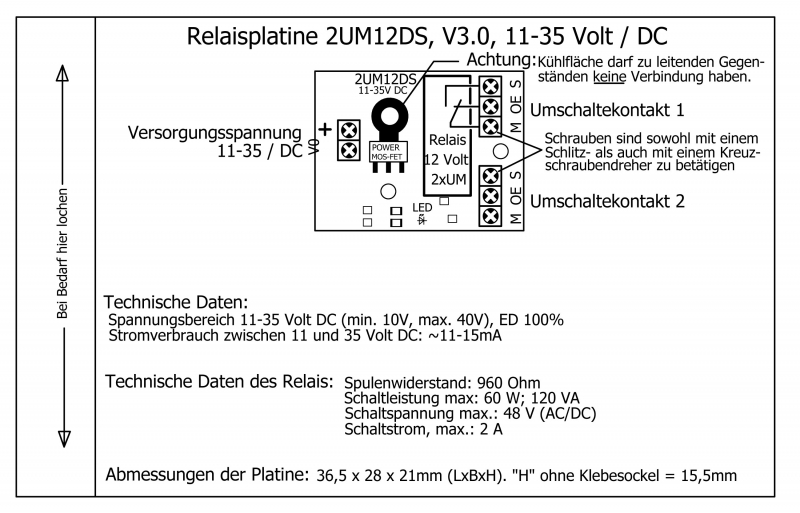 Miniatur-Relaisplatine "2UM12DS"