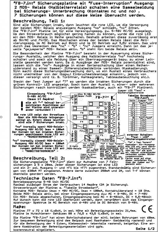Sicherungsplatine „FB-7.int“
